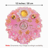Handmade Pink & White Resin Pooja Thali – 12 Inches