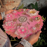 Handmade Pink & White Resin Pooja Thali – 12 Inches