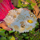 Handmade White Resin Pooja Thali – 12 Inches