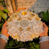 Handmade White Resin Pooja Thali – 12 Inches